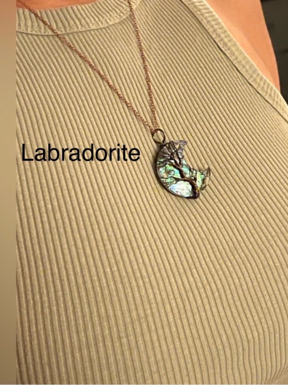 Labradorite Moon Pendant - Picture 3 of 3